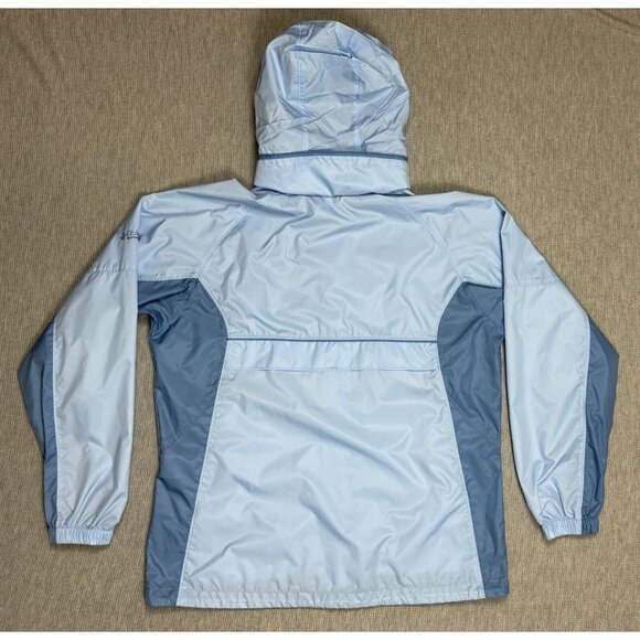 Columbia Womens Blue Windbreaker Jacket Size L Zip Water-Resistant Stowed Hood - Picture 10 of 16
